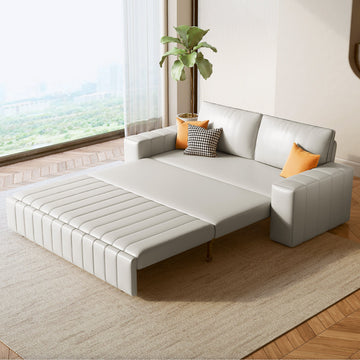 62.99" Modern Upholstered Couch Bed Leather Sleeper Sofa with Storage Space
